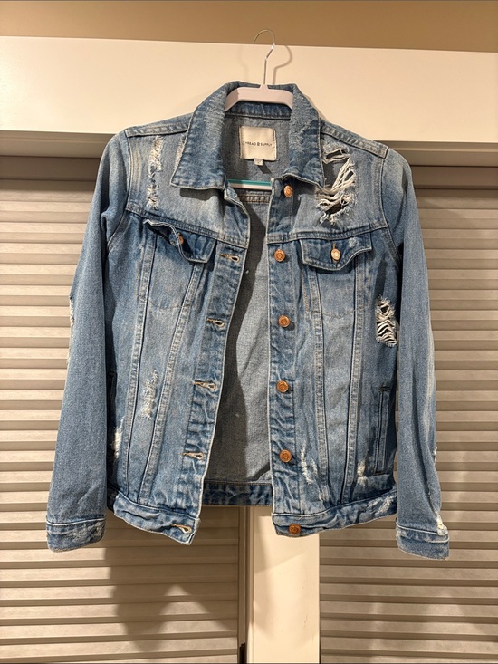 Thread & Supply Jackets & Blazers - Thread & Supply Jacket Womens Small Denim Button Up Distressed Trucker Button